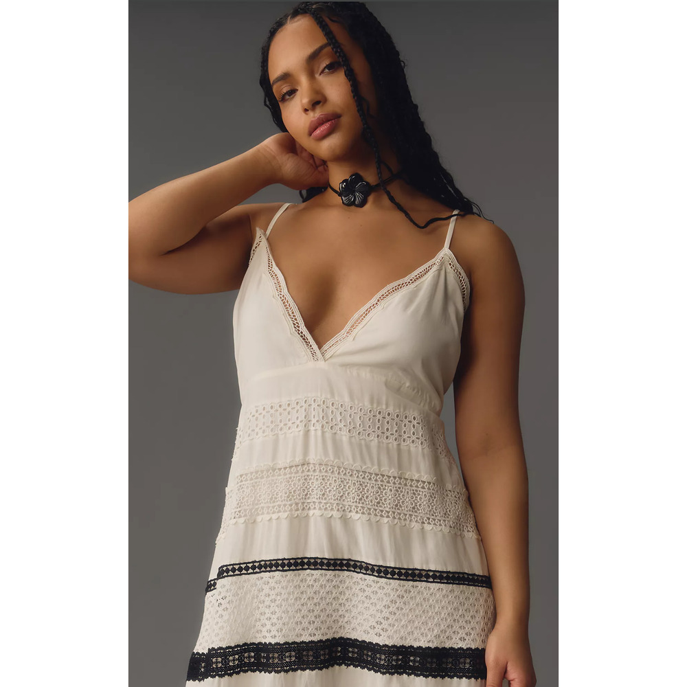 EUC Anthropologie Cotton V-Neck Lace Midi Dress - 1X - Picture 4 of 5